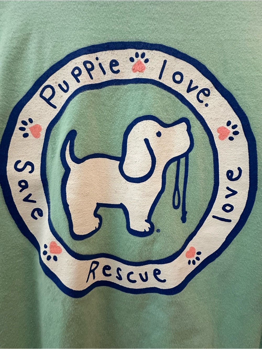 Puppie Love Green Short Sleeve Graphic Tee